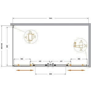 Душевой уголок Cezares Molveno 170x90 AH-2/1-170/90-C-BORO-IV стекло прозрачное/профиль золото брашированное купить в интернет-магазине Sanbest