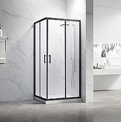 Душевой уголок Veconi Rovigo 110х90 RV27B-11090-01-C8 стекло прозрачное/профиль черный купить в интернет-магазине Sanbest