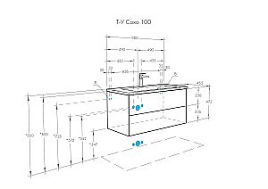 Тумба с раковиной Акватон Сохо 100 дуб веллингтон/графит для ванной в интернет-магазине Sanbest