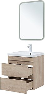 Тумба с раковиной Aquanet Нота New 334197 60 дуб светлый для ванной в интернет-магазине Sanbest