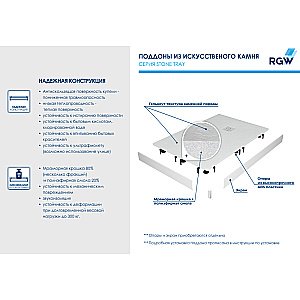 Душевой поддон RGW ST-W Stone Tray 16152813-01 80x130 белый купить в интернет-магазине Sanbest