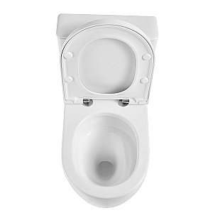 Напольный унитаз-компакт Black&White Gravity 6650W безободковый, слив-торнадо, с крышкой микролифт, с бачком, белый глянцевый купить в интернет-магазине Sanbest