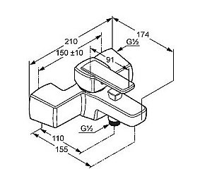 Смеситель для ванны Kludi Q-beo 504430575 купить в интернет-магазине сантехники Sanbest