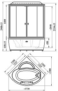 Душевой бокс Радомир Лаура К1 128х128 1-04-6-0-4-0881 стекло матовое/профиль черный/крыша сендвич купить в интернет-магазине Sanbest