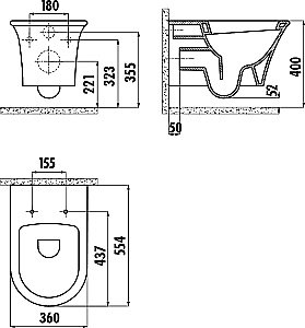 Унитаз подвесной CREAVIT MOON MO320-11CB00E белый купить в интернет-магазине Sanbest