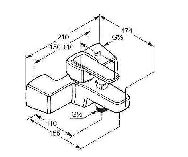 Смеситель для ванны Kludi Q-beo 504430575 купить в интернет-магазине сантехники Sanbest