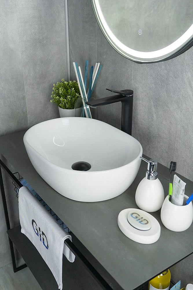 Раковина накладная Gid Lago 48 N9026b 51113 белая купить в интернет-магазине Sanbest