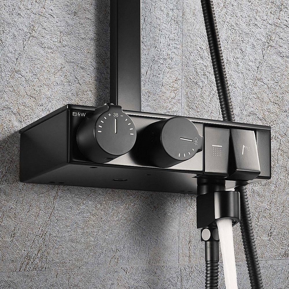 Душевая система Black&White UNIVERSE U7855В черная матовая купить в интернет-магазине сантехники Sanbest