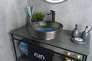 Раковина накладная Gid Esfera 41,5 D1315h107 53332 хамелеон с декором купить в интернет-магазине Sanbest