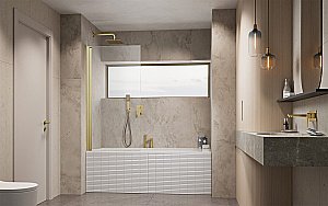 Шторка для ванны Radaway Nes Brushed Gold PNJ I 50 стекло прозрачное/профиль брашированное золото купить в интернет-магазине Sanbest