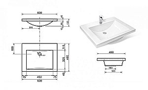 Тумба с раковиной Эстет Monaco 60 напольная 3 ящика белая для ванной в интернет-магазине Sanbest