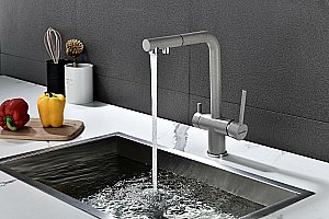 Смеситель для кухни Paulmark Serpentine Se213222-GR серый купить в интернет-магазине сантехники Sanbest