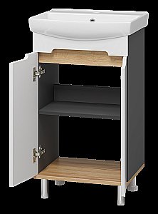 Тумба с раковиной Misty Сканди - 50 Э-Ска01050-0150-2Д белый/графит для ванной в интернет-магазине Sanbest