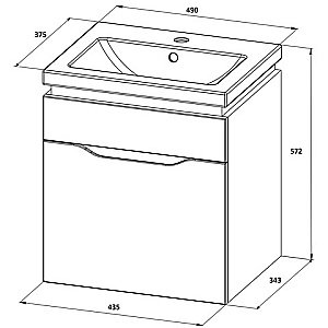 Тумба с раковиной Orange TOPLINE-Monaco TP-MO50+RA белая глянец для ванной в интернет-магазине Sanbest