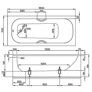 Ванна Bette Form 2941-000 AD 150x70 Белый купить в интернет-магазине Sanbest