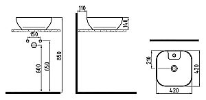 Раковина накладная Bien Motto 42 MTLG04201FD1W5000 белая купить в интернет-магазине Sanbest