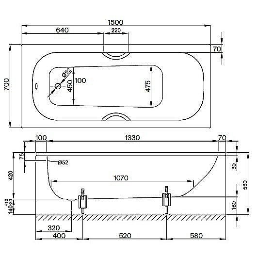 Ванна Bette Form 2941-000 AD 150x70 Белый купить в интернет-магазине Sanbest