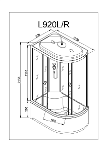 Душевая кабина Deto Серия L L 920 с гидромассажем 120x80 купить в интернет-магазине Sanbest