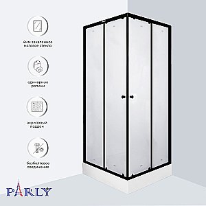 Душевой уголок Parly ZFQ911B 90x90 профиль черный/стекло прозрачное купить в интернет-магазине Sanbest