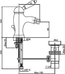 Смеситель для биде Caprigo ADRIA–Uno 02-030-crm хром купить в интернет-магазине сантехники Sanbest