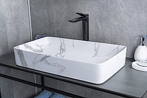 Раковина накладная Gid Geometrico 60 Mnc396C 54476 белый мрамор купить в интернет-магазине Sanbest