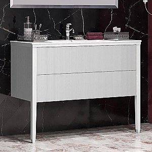 Тумба напольная с раковиной Опадирис Рубинно 120 белая глянцевая для ванной в интернет-магазине Sanbest