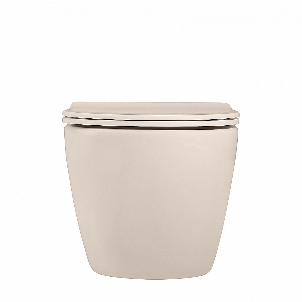 Унитаз подвесной ABBER Bequem AC1101MBE с крышкой микролифт, безободковый, бежевый матовый купить в интернет-магазине Sanbest