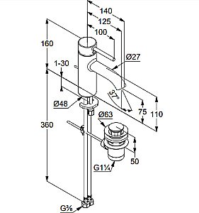 Смеситель для раковины Kludi Bozz 382633976 черный матовый купить в интернет-магазине сантехники Sanbest