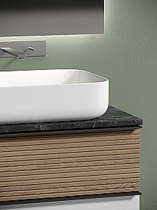 Тумба с раковиной Sancos DELTA 80 со столешницей, дуб светлый/белая для ванной в интернет-магазине Sanbest