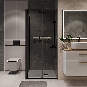 Душевой уголок Niagara Nova NG-85-10TB/NG-TB80-34 100х80 стекло тонированное/профиль черный матовый купить в интернет-магазине Sanbest