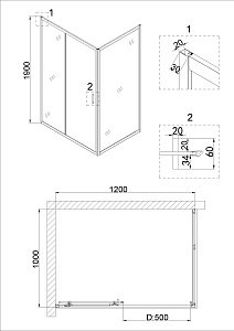 Душевая дверь Niagara Nova NG-82-12AB 120 черная купить в интернет-магазине Sanbest