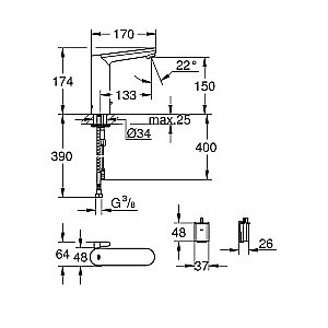 Смеситель для раковины Grohe Eurosmart Cosmopolitan  E 36422000 купить в интернет-магазине сантехники Sanbest