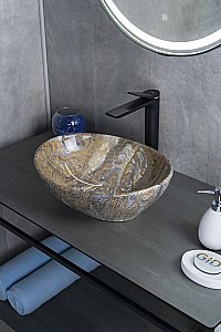 Раковина накладная Gid Lago 41 Mnc138T 54472 под камень глянцевая купить в интернет-магазине Sanbest