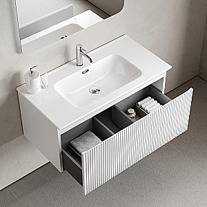 Тумба с раковиной Sancos Snob R 1.0 SNR1.090W/CN7002 Bianco для ванной в интернет-магазине Sanbest