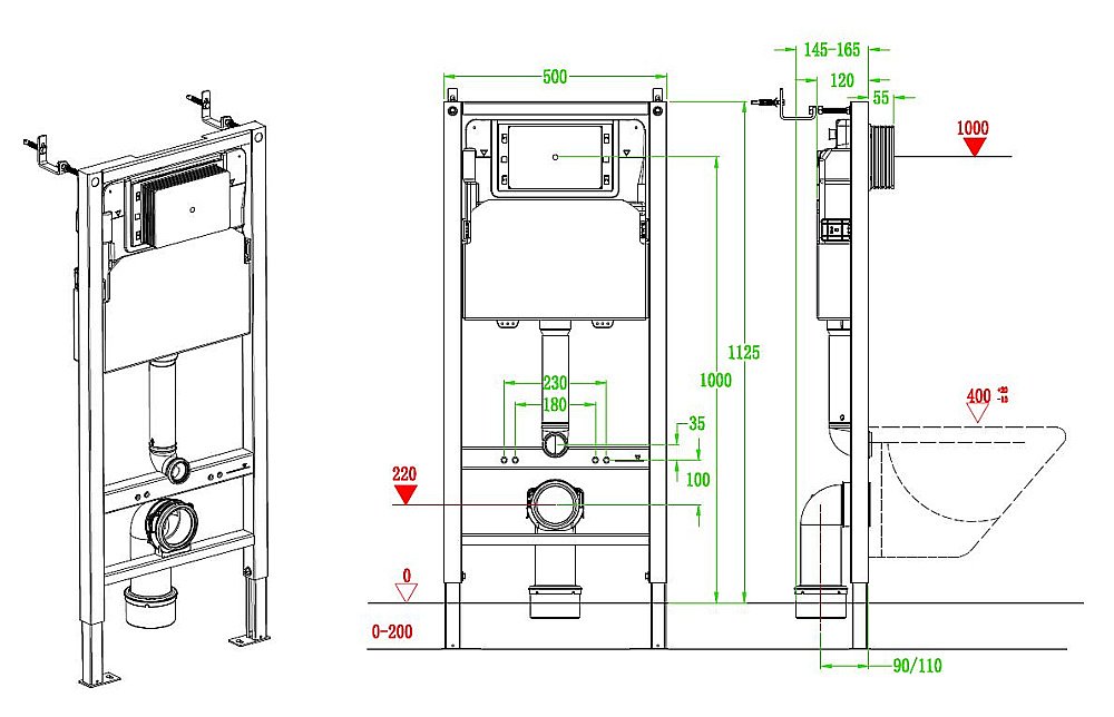 Инсталляция для подвесного унитаза Vincea VIS-2508 купить в интернет-магазине сантехники Sanbest
