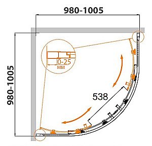 Душевой уголок Cezares Molveno 100x100 MOLVENO-R-2-100-C-Cr-IV стекло прозрачное/профиль хром купить в интернет-магазине Sanbest
