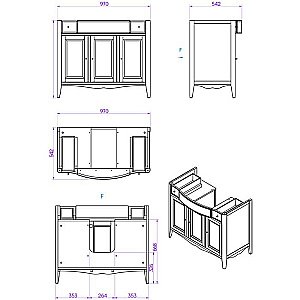 Тумба с раковиной Tiffany World Veronica Nuovo VER5105-B+AR874bi*1 комплект для ванной в интернет-магазине Sanbest