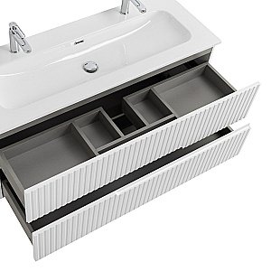 Тумба с раковиной Cezares DUET-N 120 DUET-N-1200-2C-SO-BO+CZR-8073-120-1-2 Bianco Opaco для ванной в интернет-магазине Sanbest