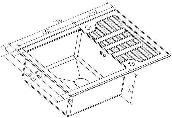 Мойка для кухни ZORG Inox Glass GL-7851-BLACK купить в интернет-магазине сантехники Sanbest