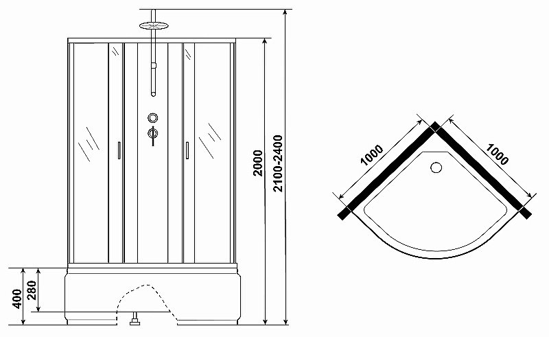 Душевая кабина Niagara Classic 67091414BKTG 100x100 с гидромассажем купить в интернет-магазине Sanbest