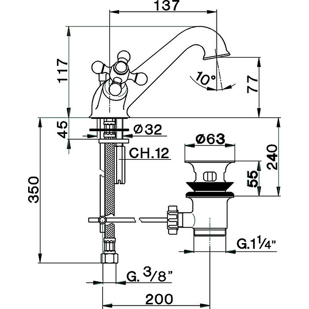 Смеситель для раковины Cisal Arcana Ceramic AC00051024 купить в интернет-магазине сантехники Sanbest