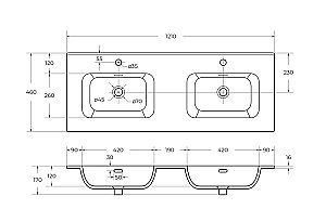Тумба с раковиной Cezares ECO-CER-N 120 ECO-CER-N-1200-2C-SO-2-BL+CZR-8095-120-2 Bianco Lucido для ванной в интернет-магазине Sanbest