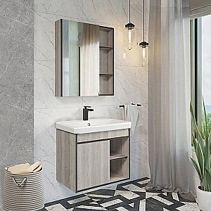 Зеркальный шкаф Comforty Вена 00-00009272 70 дуб дымчатый купить в интернет-магазине сантехники Sanbest