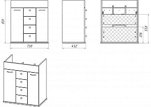 Тумба с раковиной напольная Misty Roma 75 ясень для ванной в интернет-магазине Sanbest