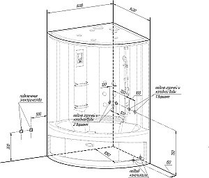 Душевой бокс Радомир Даниэла 140х140 без крыши, стекло прозрачное/профиль черный купить в интернет-магазине Sanbest