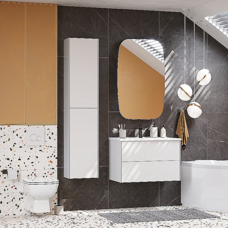 Тумба с раковиной Акватон Сохо 75 белая глянцевая для ванной в интернет-магазине Sanbest