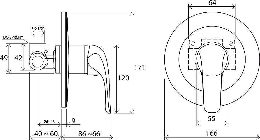 Смеситель для душа Ravak Rosa RS 062.01 купить в интернет-магазине сантехники Sanbest
