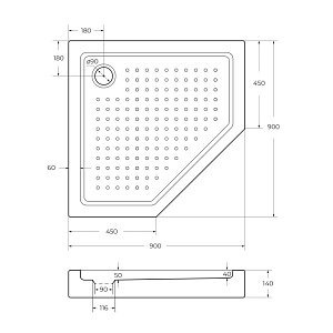 Душевой поддон Cezares Tray A-P 90x90 купить в интернет-магазине Sanbest