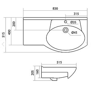 Тумба с раковиной Style Line Эко Стандарт №25 82 для ванной в интернет-магазине Sanbest