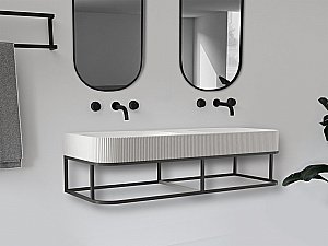 Консоль с раковиной ABBER Stein AS2646 белая матовая для ванной в интернет-магазине сантехники Sanbest